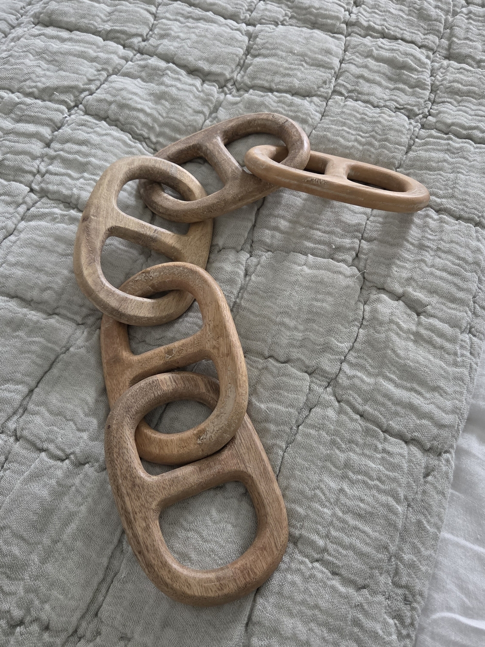 Hand-Carved Natural Wood Chain Accent - Home Accents